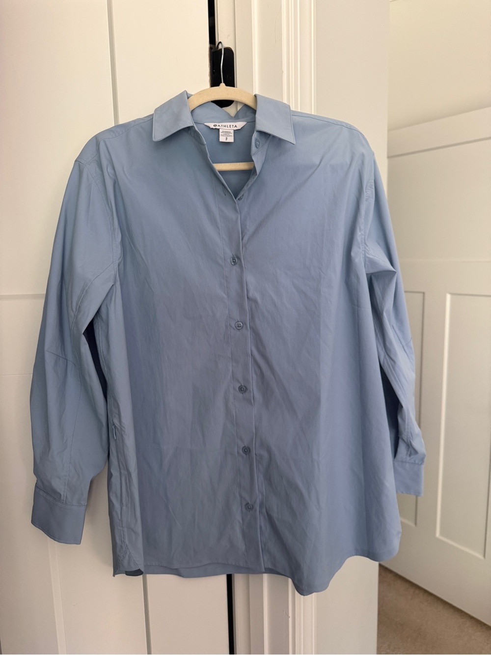 Athleta oversized poplin blue button down